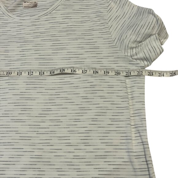 MONDETTA Tee Shirt Men's Horizontal Stripes White Grey Black Size XL - Picture 4 of 7
